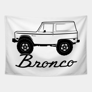 1966-1977 Ford Bronco Side, w Tires, Black Print Tapestry