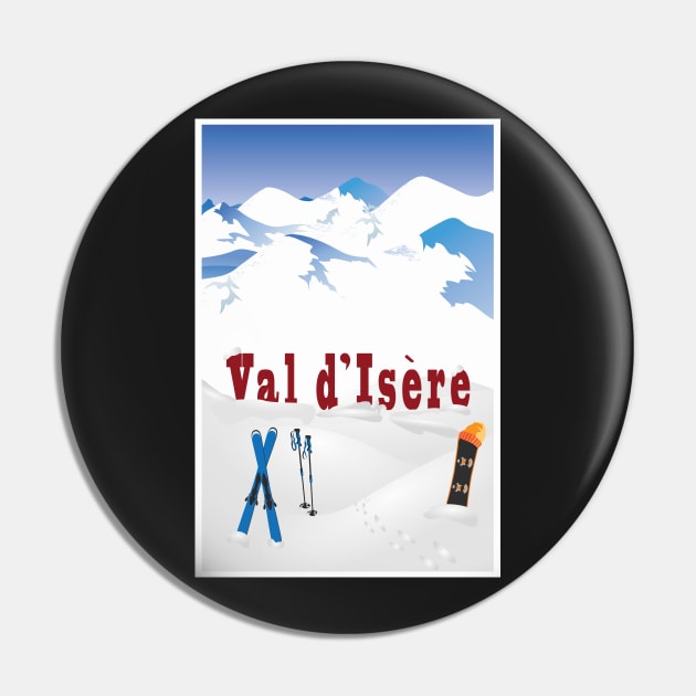 Ski Val d’Isere, French Alps, Ski Poster Pin by BokeeLee