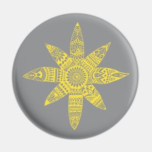 Star Mandala - Grey and Yellow Pin