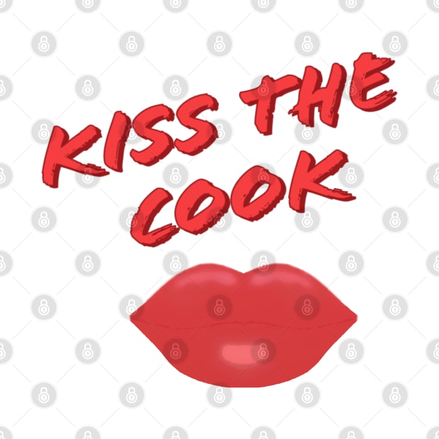 Kiss The Cook Red Lips (White Background) by Art By LM Designs 