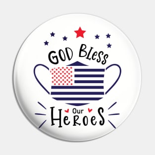 God bless our heroes american flag Pin