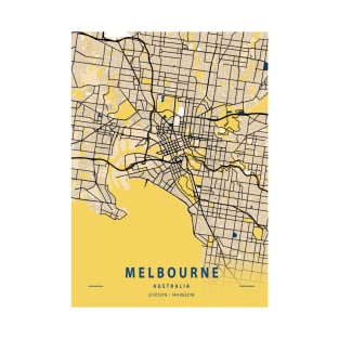 Melbourne - Australia Yellow City Map T-Shirt