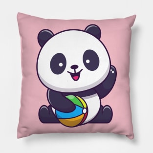 Cute Panda Playing Ball Cartoon Pillow