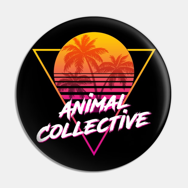 Animal Collective - Proud Name Retro 80s Sunset Aesthetic Design Pin by DorothyMayerz Base