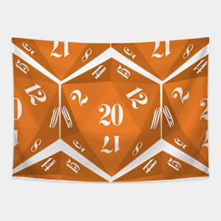 Orange 20-Sided Dice Design Tapestry