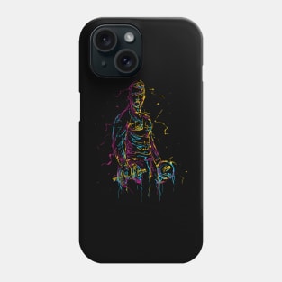 abstract colorful man working out with dumbbell Phone Case