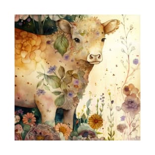 Cow, Watercolor Farm Animals T-Shirt