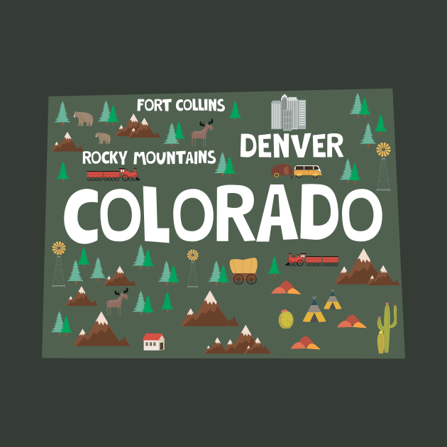 Colorado illustrated map by JunkyDotCom