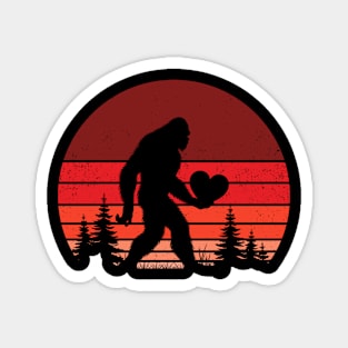 Bigfoot Sasquatch With a Big Heart Funny Vintage Valentine Magnet