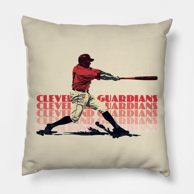 Retro Cleveland Guardians Slugger Pillow by Rad Love