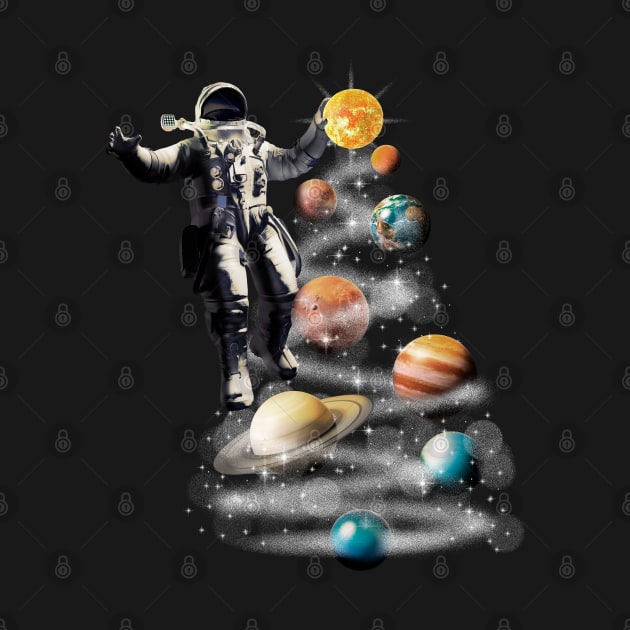 Cosmic Baller - Abstract Astronaut Playing Basketball with Planets by LR_Collections
