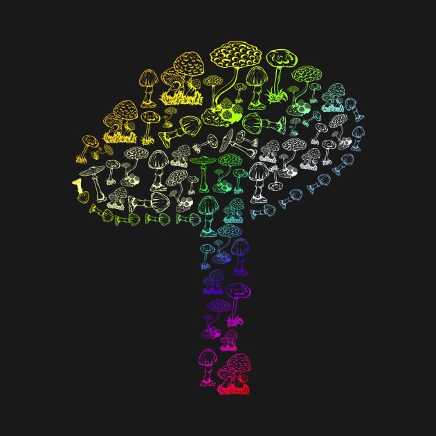 colorful, tie-dye mushroom by theglaze