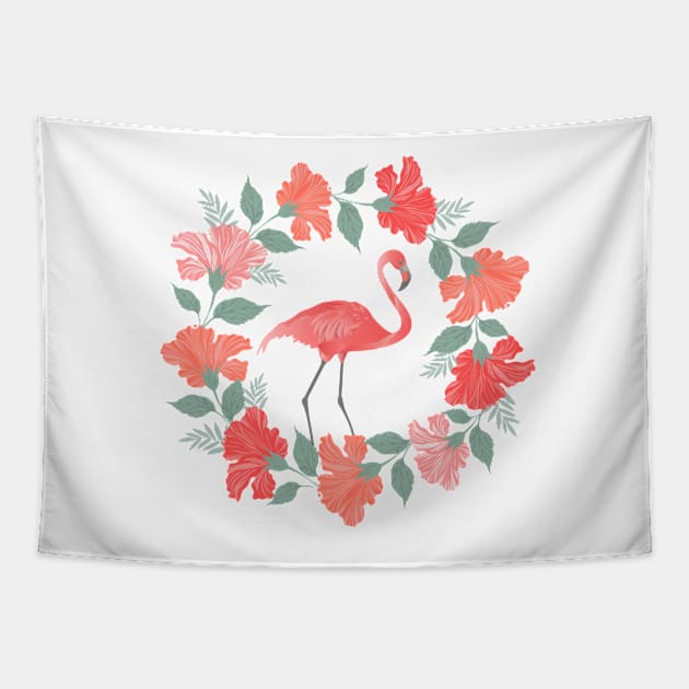 Floral flamingo Tapestry by olgart