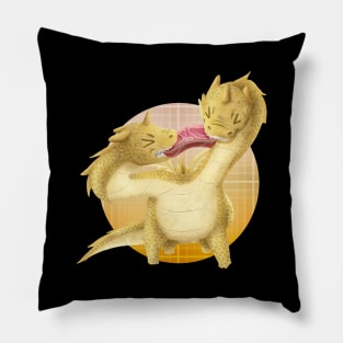 Kawaii Double Head Dragon - With Background Pillow