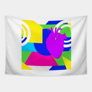 80s neon color block heart Tapestry