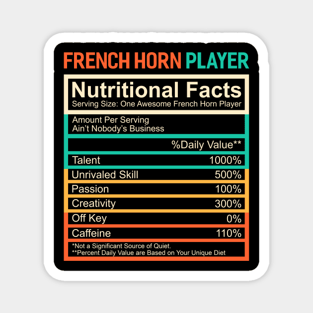 French Horn Lover Gift Nutritional Facts French Horn Player Magnet by TMSTORE