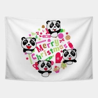 Cute Panda Face For Christmas Tapestry