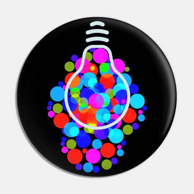 Colorful Light Bulb with Vibrant Baubles Pin by Lighttera