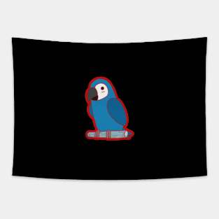 Cute Parrot - Blue & White Tapestry