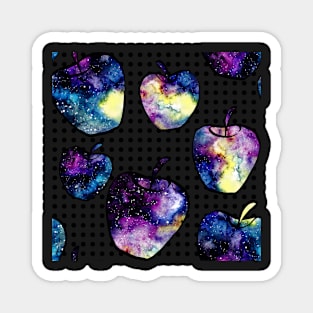 Watercolor Nebula in Apples on Polka Dots Background Magnet