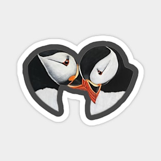 Puffins in love. Magnet