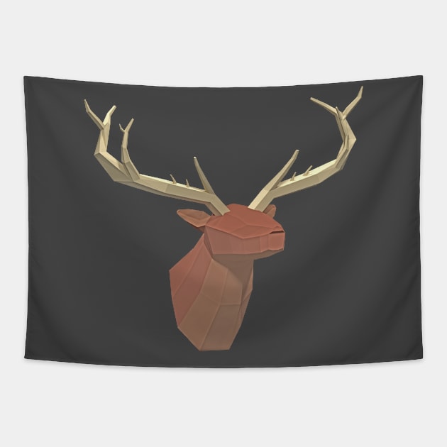 Abstract low poly elk head Tapestry by Blackvz