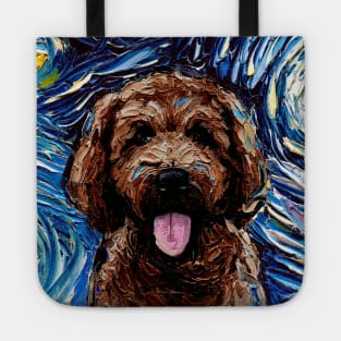 Brown Goldendoodle Night Portrait Tote