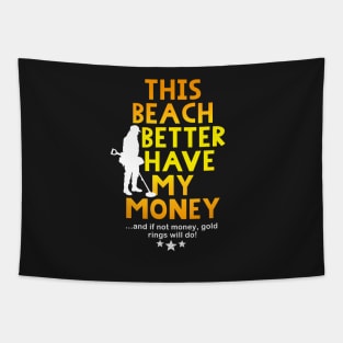 Beach metal detecting t-shirt Tapestry