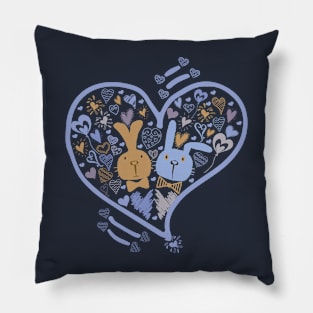 Two Cute Bunnies in Love Pillow