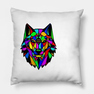 colorful wolf Pillow