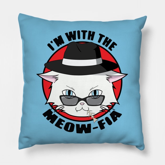 The Mafia Cat - I'm With The Meow-fia Pillow by The Kitten Gallery