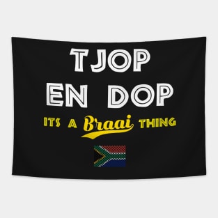 Tjop En Dop Classic South African Braai Family Tapestry