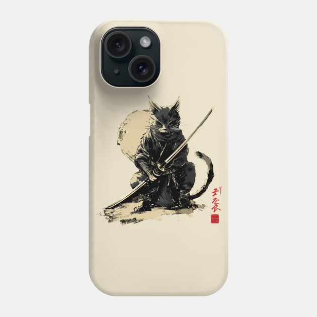 samurai cat Phone Case by Ninja banana