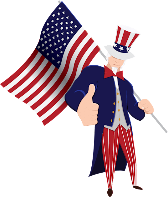 Uncle Sam With Flag Kids T-Shirt by Shapetrix