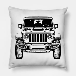 Wrangler Rubicon Front View Sketch Art Pillow