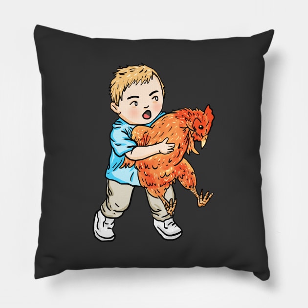 chicken kid Pillow by Moonwing