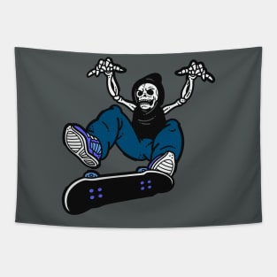 Skeleton Skater Kick Flip Cartoon Tapestry