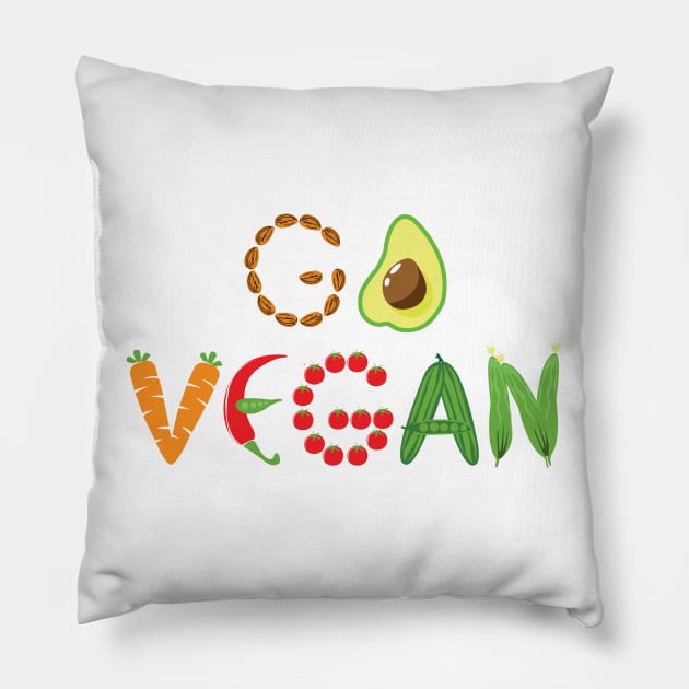 Go Vegan Pillow by KsuAnn