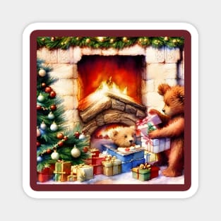 Teddy Bear Christmas - Big Bear and Baby Bear Magnet