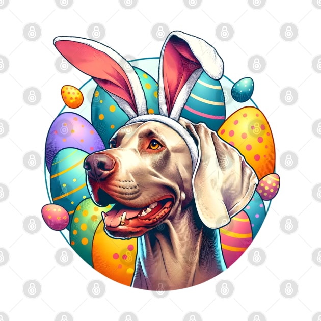 Weimaraner Sports Bunny Ears Amidst Easter Celebrations by ArtRUs