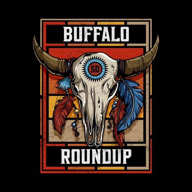 Buffalo Roundup Custer South Dakota Native American Bison Skull by SouthDakotaGifts