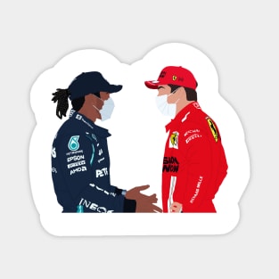 Lewis Hamilton and Charles Leclerc talking ahead of the 2021 French Grand Prix 2021 Magnet