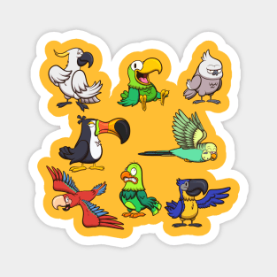 Cartoon Tropical Birds Magnet