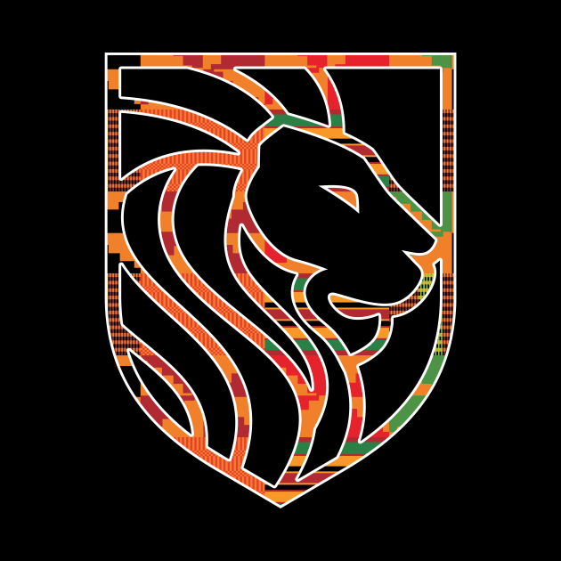 African Lion with Kente Pattern Minimal by kentevibes