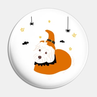 Halloween Maltipoo Dog Pin