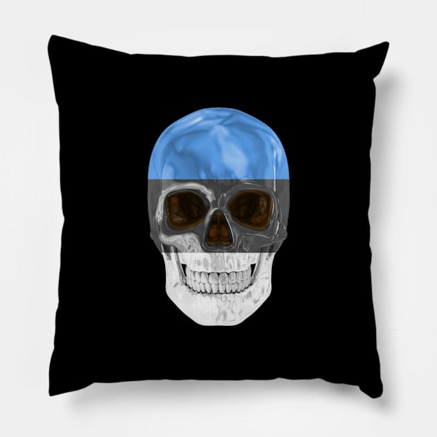 Estonia Flag Skull - Gift for Estonian With Roots From Estonia Pillow by Country Flags