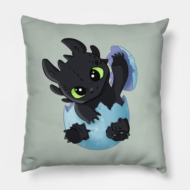 Baby Toothless the dragon in egg, Easter egg, how to train your dragon, night fury Pillow by PrimeStore