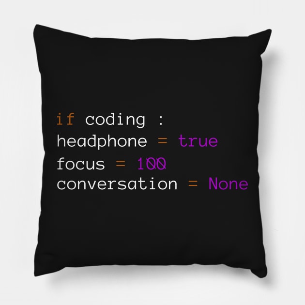 Headphone, coding and focus Pillow by YourStyleB