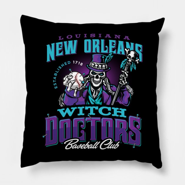 New Orleans Witch Doctors Pillow by MindsparkCreative