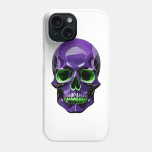 Roses of Darkness: Urban Stylish Green and Violet Skull Aesthetic Artwork for Halloween Phone Case